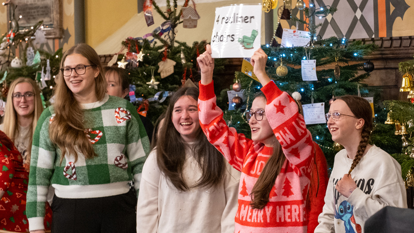 Students joining in the 12 Hospice Days of Christmas